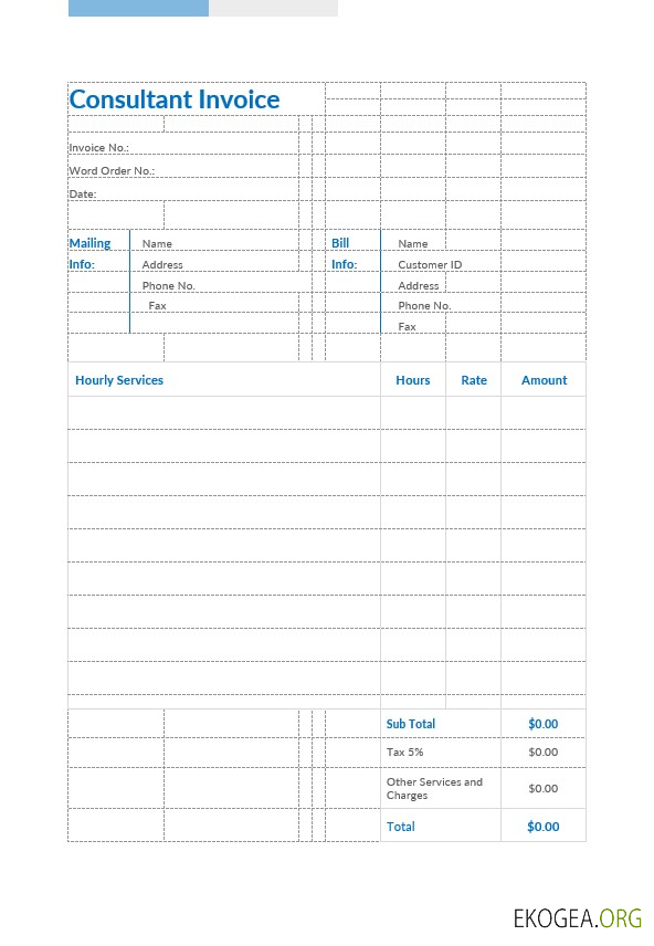 Modèle de facture de consultant template